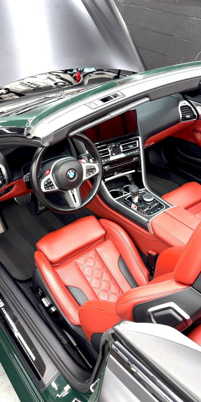 BMW M8 cabin in red leather