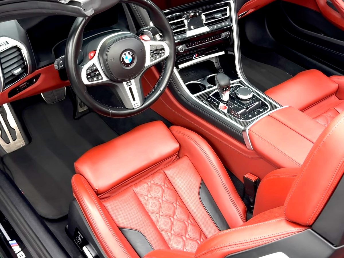 BMW M8 cabin in red leather